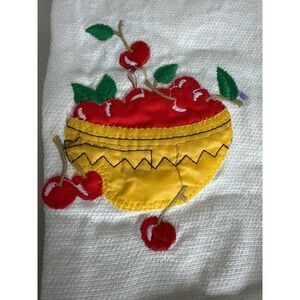 Vintage Kitchen Works Mary EnglebrightCotton Tea Towel Embroidered Cherry